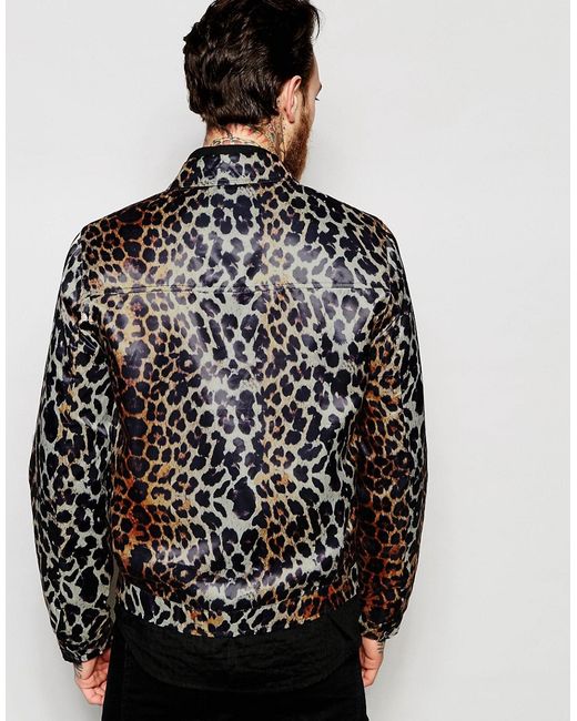 Asos All Over Leopard Print Jacket in Multicolour for Men | Lyst