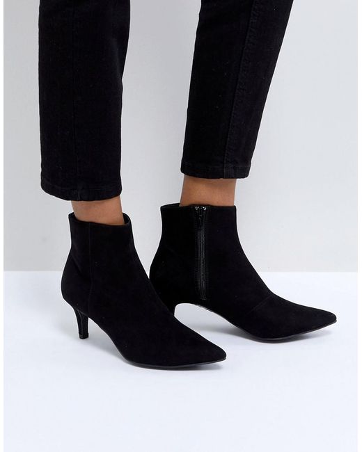 Lyst - New Look Pointed Kitten Heel Ankle Boot in Black