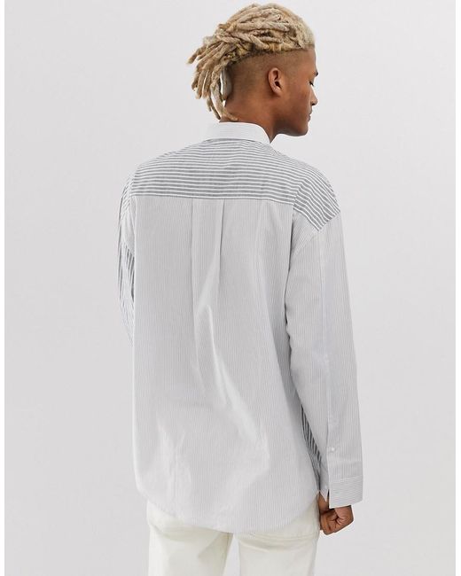 Lyst - Noak Shirt In Cut And Sew Stripe In Black And White in Black for Men