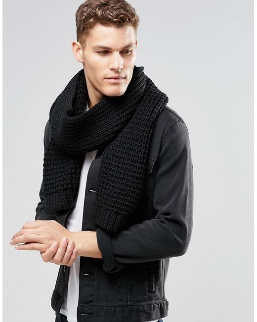 Asos Knitted Scarf In Black in Black for Men | Lyst