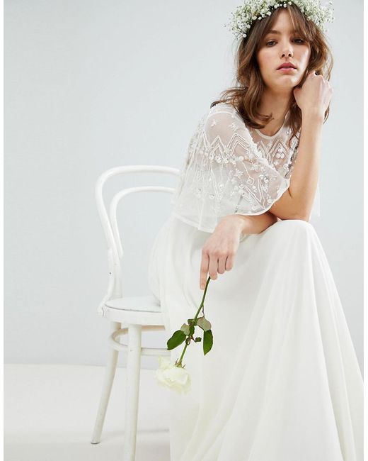 Lyst - Asos Maxi Wedding Dress With Embellished Crop Top