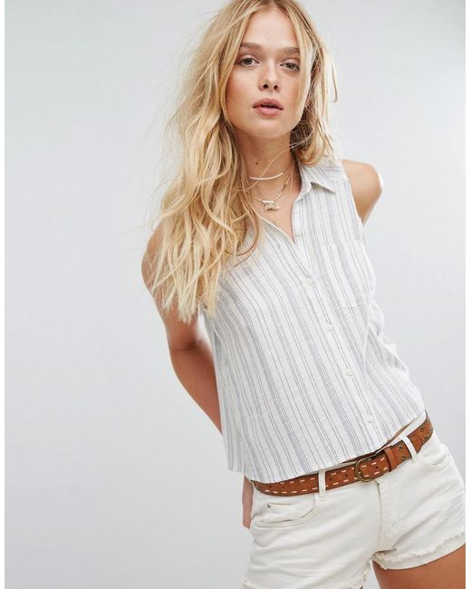 hollister classic cropped shirt in white lyst hollister classic cropped shirt in white lyst