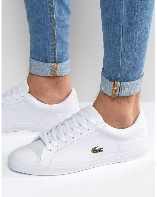 Lacoste Lerond Canvas Trainers in White for Men | Lyst