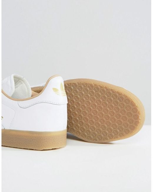 white leather gazelle gum sole