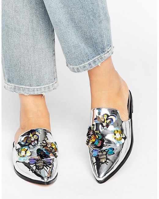 flat embellished mules