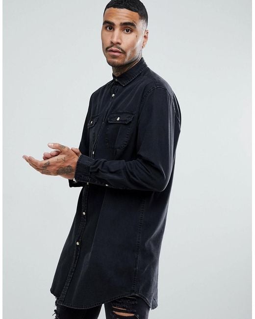 long denim shirt men