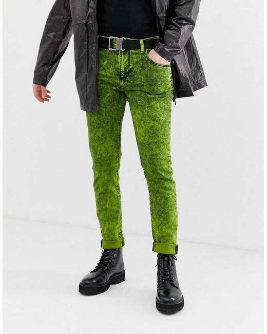 ASOS Skinny Jeans In Acid Wash Lime Green in Green for Men - Lyst