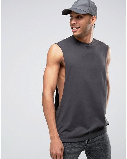 Lyst - Asos Oversized Sleeveless T-shirt With Extreme Dropped Armhole ...