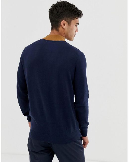 Lyst - New Look Turtleneck Sweater With Vertical Stripe In Navy in Blue ...