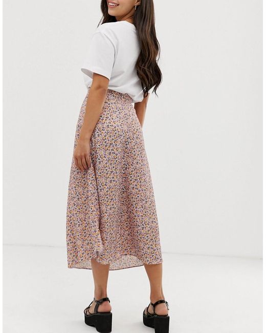 New Look Ditsy Floral Midi Skirt In Multi - Lyst