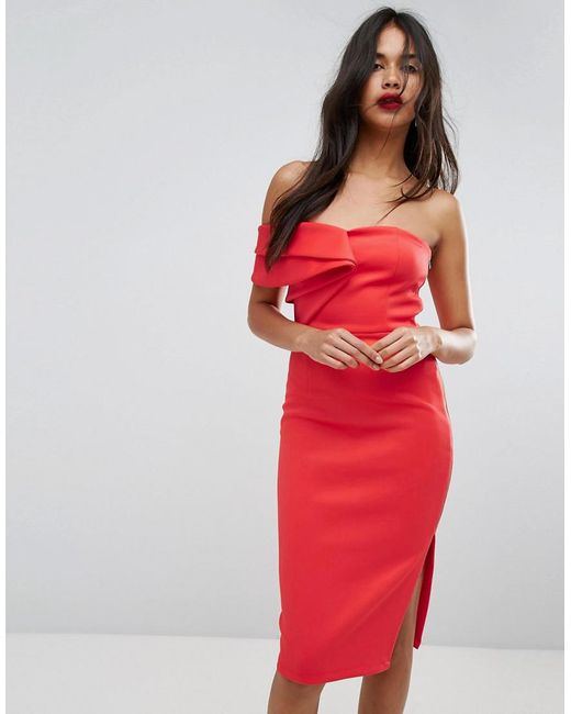 Red Bodycon Midi Dress