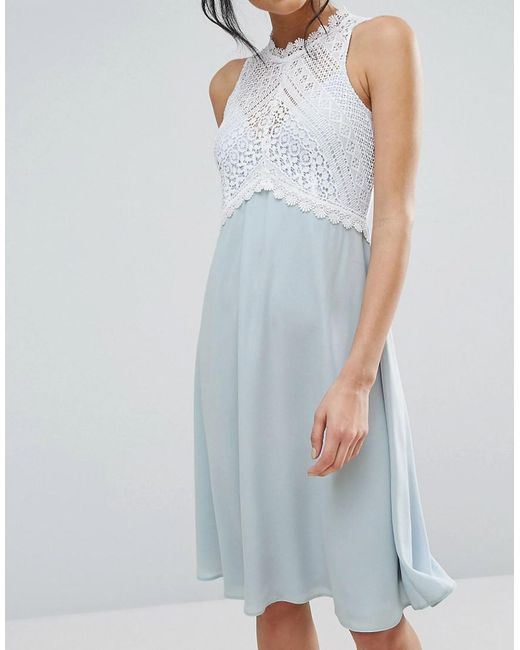 Elise ryan Midi Dress With Crochet Lace Bodice in Blue | Lyst Elise ryan Midi Dress With Crochet Lace Bodice in Blue | Lyst