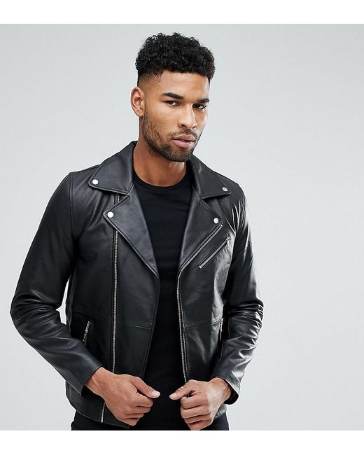 Lyst Asos Design Tall Leather Biker Jacket In Black For Men Asos Design Tall Leather Biker Jacket In Black For Men Lyst