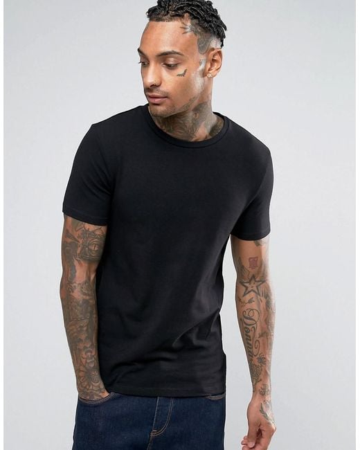 Asos Muscle Fit T-shirt With Crew Neck And Stretch in Black for Men | Lyst