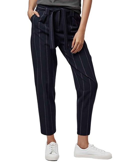 womens navy blue pinstripe pants