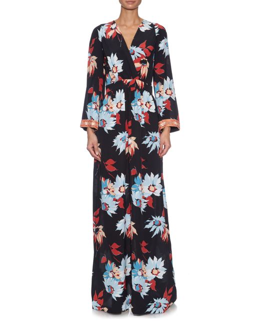 Etro Floral-print Silk-crepe Maxi Dress in Black (BLACK MULTI) - Save 61% | Lyst
