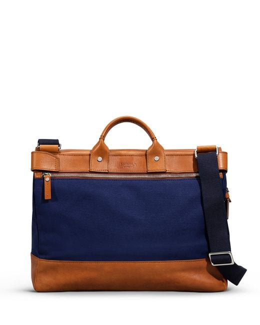 Shinola Leather/canvas Flap-top Messenger Bag in Brown for Men (BOURBON/NAVY) | Lyst