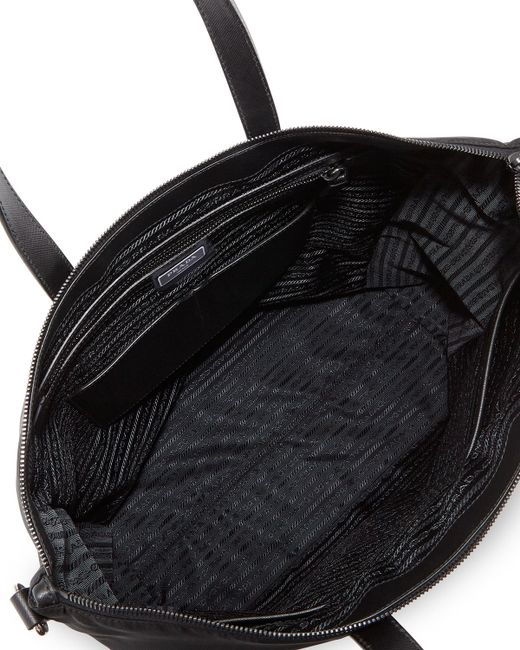 Prada Men&#39;s Nylon Zip Tote Bag With Strap in Black | Lyst