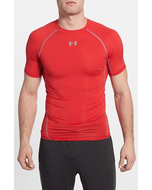 Under armour Heatgear Compression T-shirt in Red for Men (red/ steel ...
