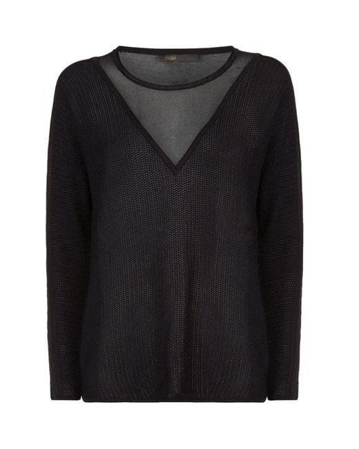 Maje Matrix Lurex Sweater in Black | Lyst