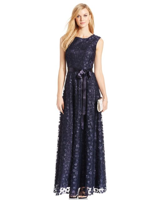 tahari floral gown