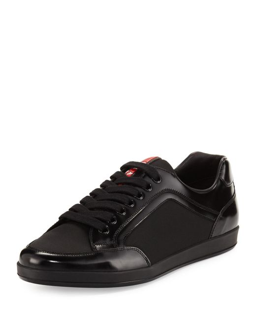 prada sneakers black patent leather prada patent leather low top sneaker in black lyst prada sneakers black patent leather prada patent leather low top sneaker in black lyst