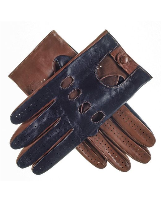 Black.co.uk Navy And Tobacco Italian Leather Driving Gloves for Men Lyst