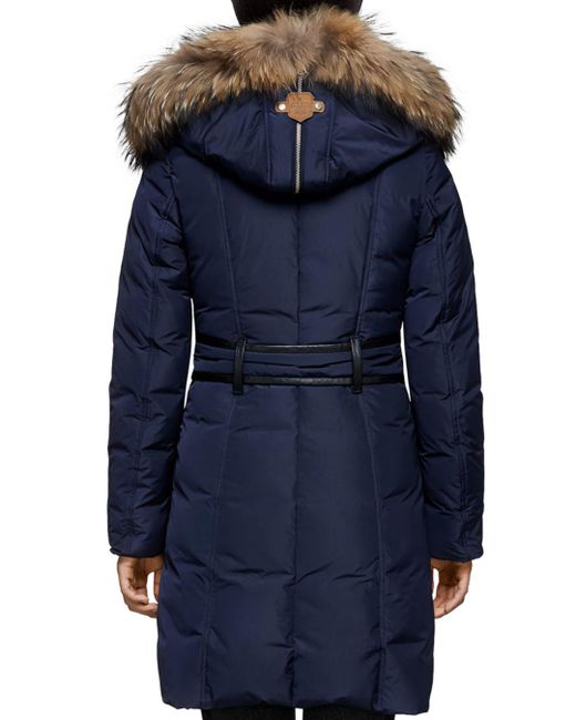 Lyst - Mackage Fur-trimmed Trish Down Coat in Blue - Save 38.095238095238095%