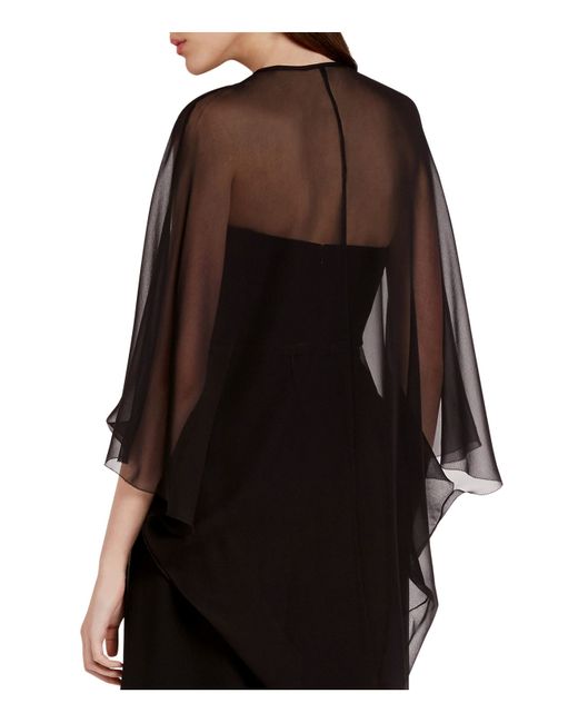 Halston heritage Sheer Silk Georgette Capelet in Black | Lyst