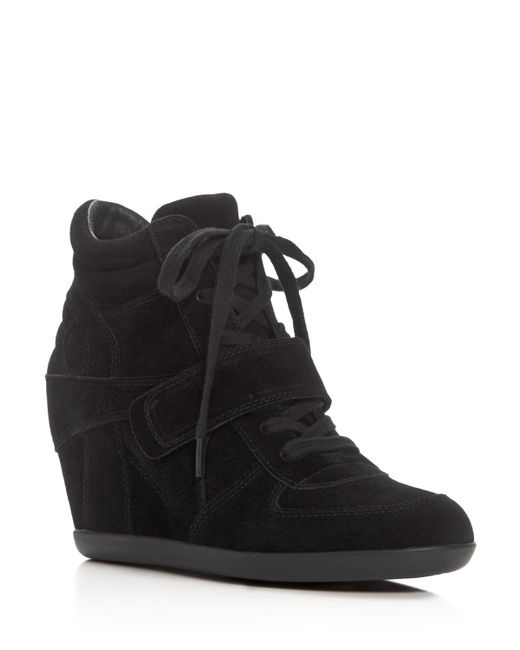 black lace up wedge sneakers