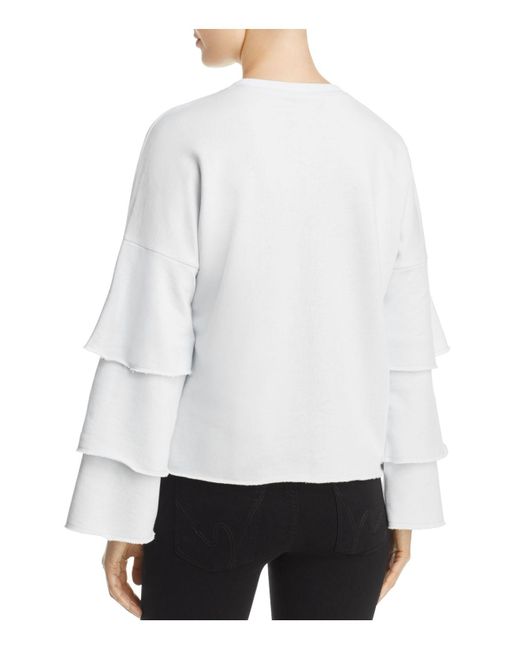 Juicy couture French Terry Ruffle-sleeve Top in White | Lyst