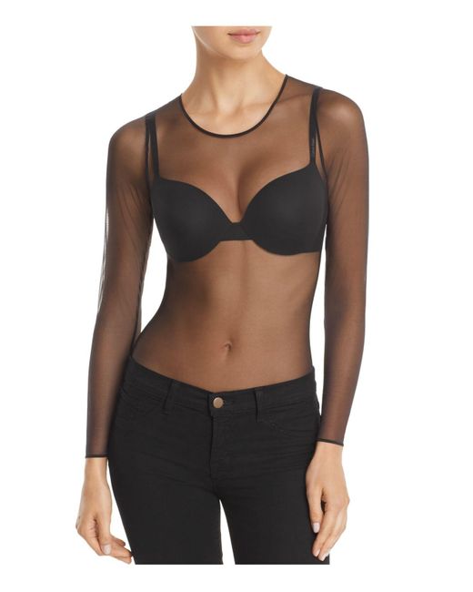 Spanx Sheer Fashion Long Sleeve Bodysuit In Black Lyst 9516