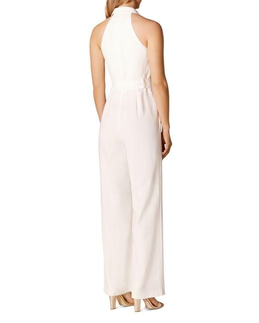 Karen Millen Wide - Leg Tuxedo Jumpsuit in White - Lyst