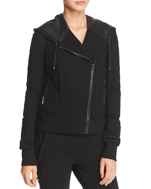 Lyst Blanc Noir Hooded French Terry Moto Jacket In Black Blanc Noir Black Hooded French Terry Moto Jacket Lyst
