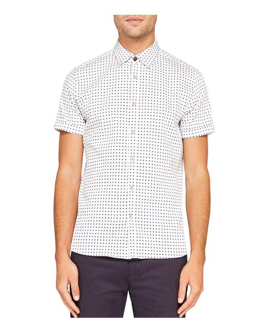 Ted baker Texgeo Textured Geo Printed Slim Fit Button-down Shirt in ...
