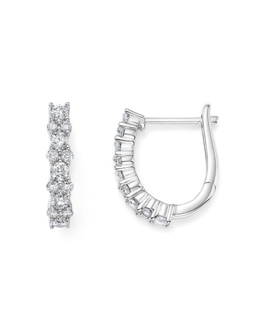 Women S Diamond Huggie Hoop Earrings In 14k White Gold Women S Diamond Huggie Hoop Earrings In 14k White Gold