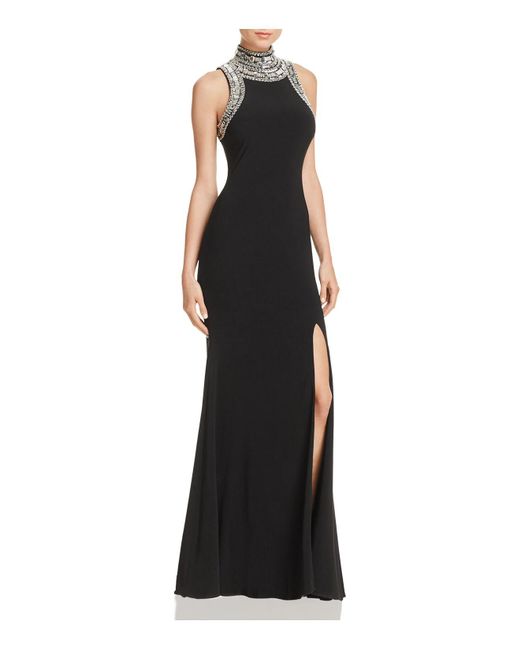 aqua black gown
