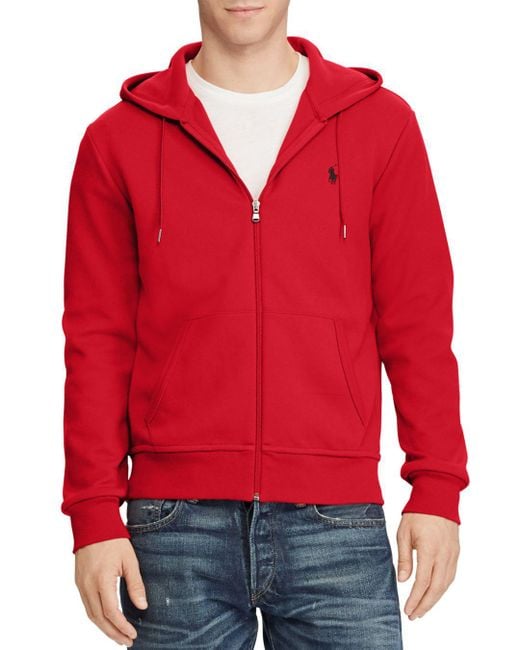 Lyst - Polo Ralph Lauren Double-knit Full-zip Hoodie in Red for Men ...