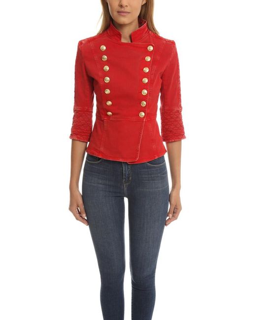 Balmain Military Jacket in Red | Lyst