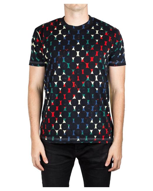 Prada Men's Jersey Cotton Crew Neck Logo Patch T-shirt Geometry Black ...