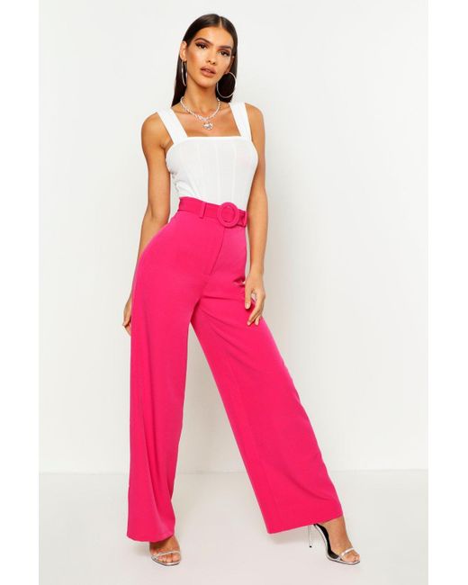 hot pink wide leg trousers