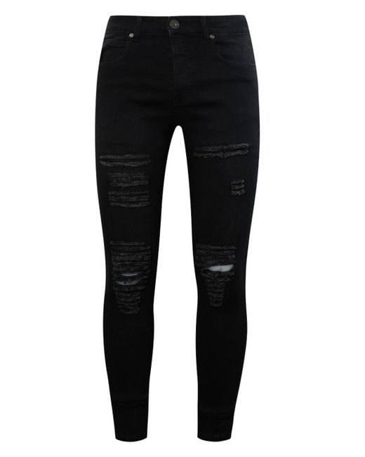 BoohooMAN Super Skinny Jeans With All Over Rips in Black for Men - Save ...
