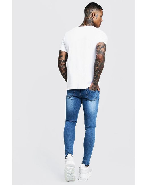 Lyst - BoohooMAN Crew Neck T-shirt With Rolled Sleeves in White for Men