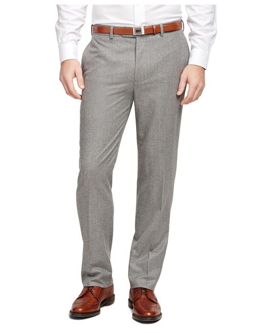 Brooks brothers Fitzgerald Fit Plain-front Flannel Trousers in Gray for ...