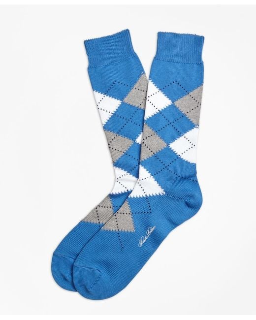 Brooks brothers Cotton Argyle Crew Socks in Blue for Men | Lyst