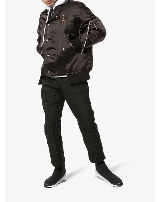 Moncler Genius X Palm Angels Spray-paint Logo Bomber Jacket in Black for Men - Lyst