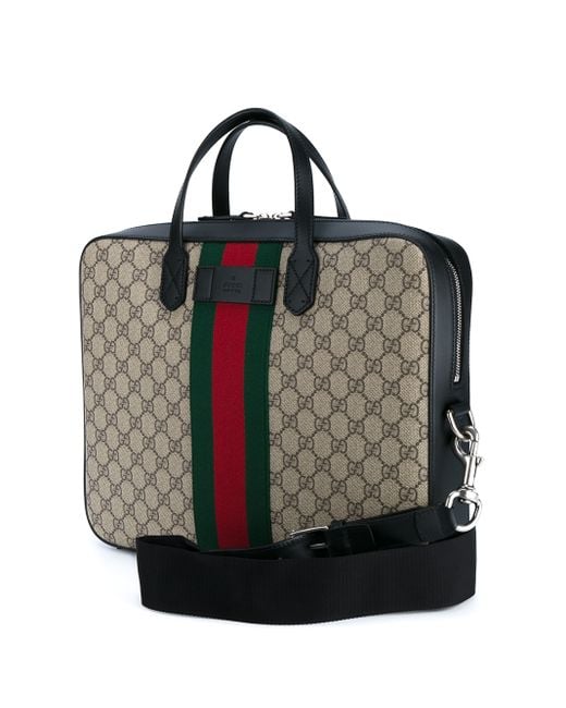 Gucci Web Gg Supreme Laptop Bag in Black for Men (BLACK MULTI) | Lyst