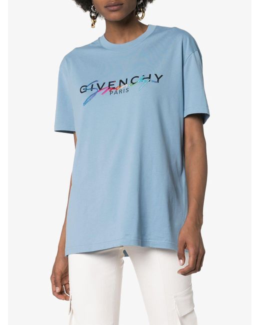 Givenchy Logo Printed T-shirt in Blue - Save 30% - Lyst