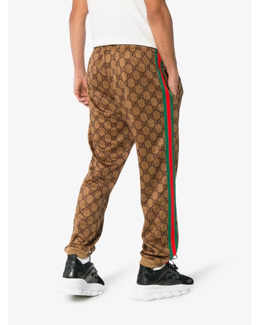 Gucci GG Supreme Print Cotton Blend Sweat Pants in Brown for Men - Lyst