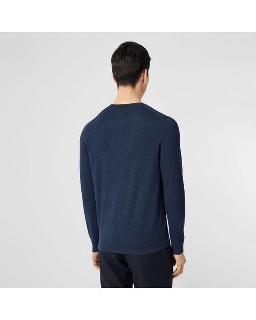 Burberry Monogram Motif Cashmere Sweater in Blue for Men - Lyst